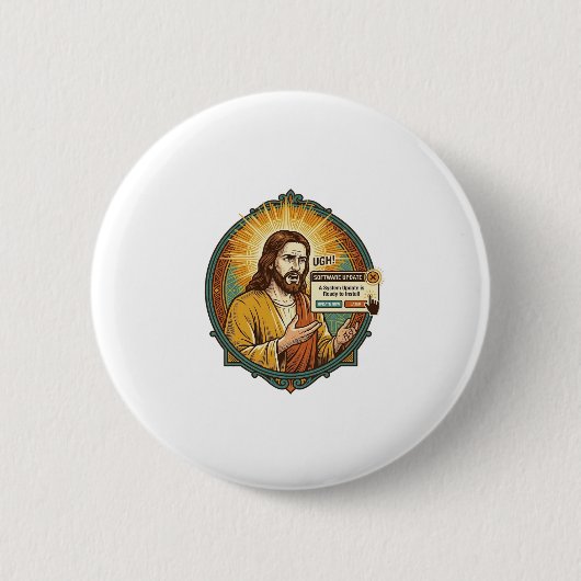 Jesus Ergerlijke Software Update Pop-up Kantoor Hu Ronde Button 5,7 Cm (Voorkant)