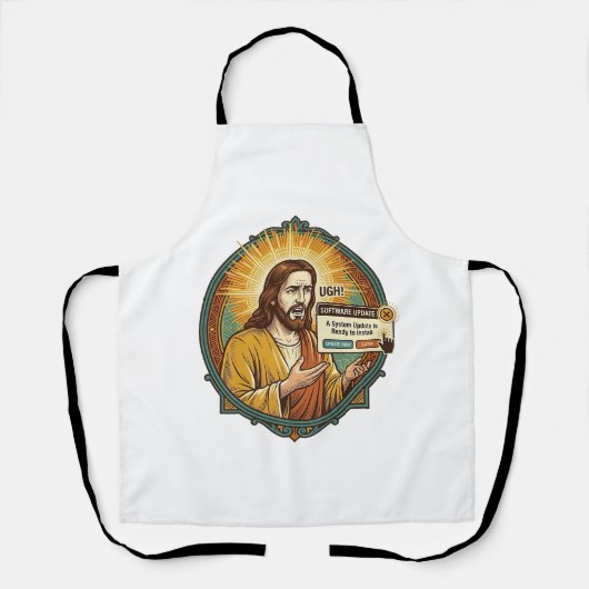 Jesus Ergerlijke Software Update Pop-up Kantoor Hu Schort (Voorkant)