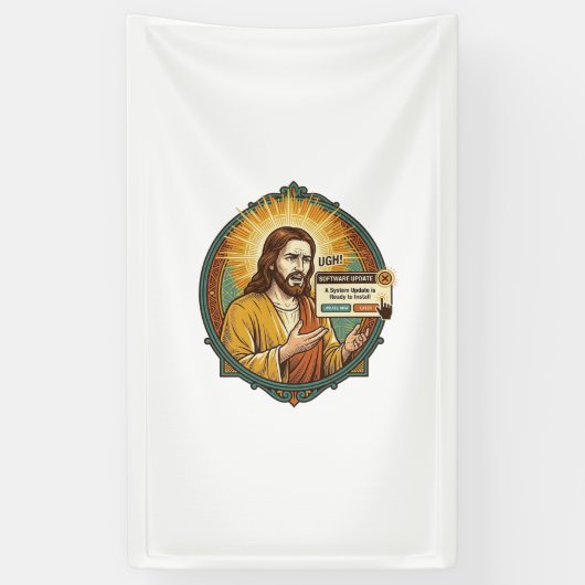 Jesus Ergerlijke Software Update Pop-up Kantoor Hu Spandoek (Verticaal)