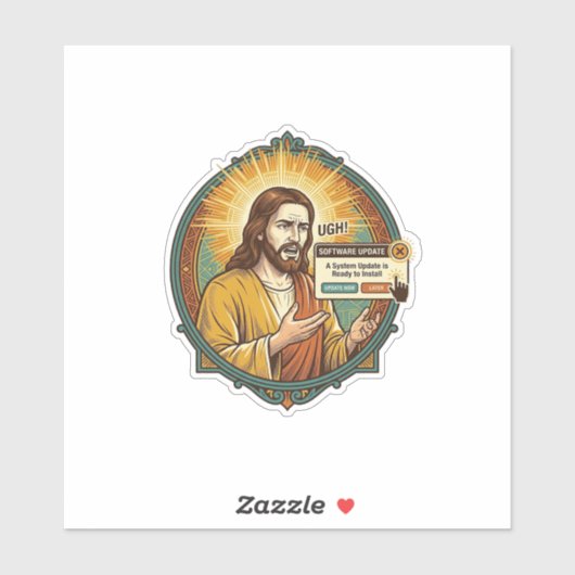 Jesus Ergerlijke Software Update Pop-up Kantoor Hu Sticker (Vel)