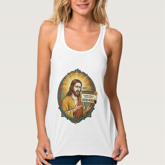 Jesus Ergerlijke Software-update Pop-up Kantoor Hu Tanktop (Voorkant)