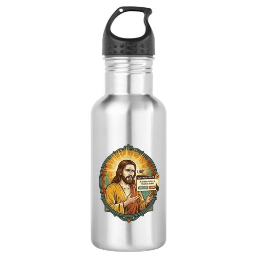 Jesus Ergerlijke Software Update Pop-up Kantoor Hu Waterfles (Voorkant)