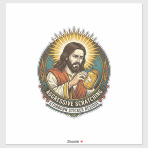 Jesus Ergert Afpellende Sticker Papier Resten Wink