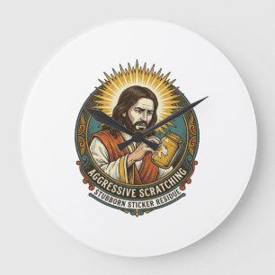 Jesus Ergert Afpellende Sticker Papier Resten Wink Grote Klok