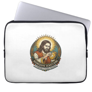 Jesus Ergert Afpellende Sticker Papier Resten Wink Laptop Sleeve