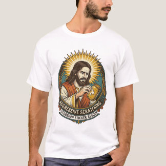 Jesus Ergert Afpellende Sticker Papier Resten Wink T-shirt