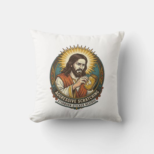 Jesus Ergert Afpellende Sticker Papierresten Winke Kussen (Voorkant)