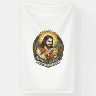 Jesus Ergert Afpellende Sticker Papierresten Winke Spandoek