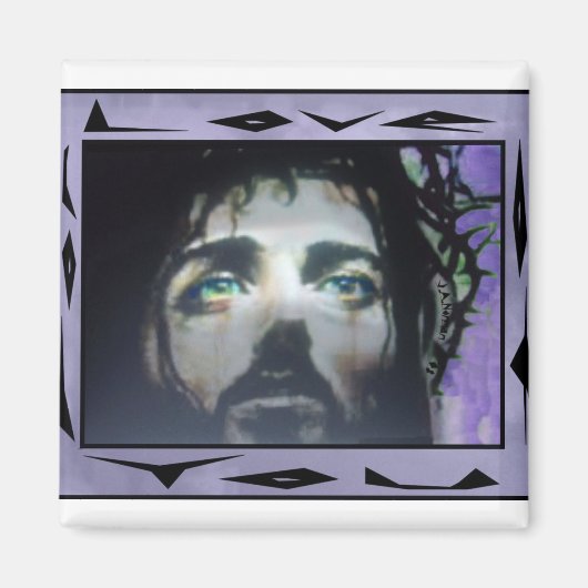 Jesus Face ingelijste kleur Magneet (Voorkant)
