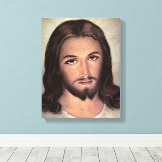 Jesus Face Portret Canvas Afdruk (Insitu (Houten vloer))