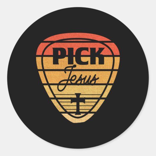 Jesus Faith Christianity Guitar Ronde Sticker (Voorkant)