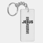 Jesus Faith Peace Trust Geloof Christelijk Zwart Sleutelhanger (Voorkant Links)