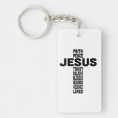 Jesus Faith Peace Trust Geloof Christelijk Zwart Sleutelhanger (Voorkant)