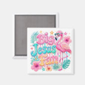 Jesus-fan met flamingo-magneet  magneet (Voorkant / Achterkant)