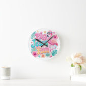 Jesus Fan met Flamingo Ronde Klok (Huis)