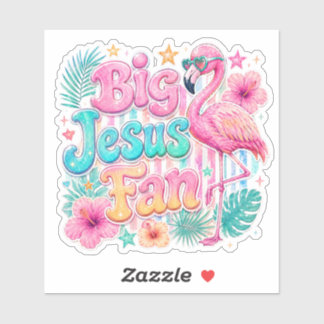 Jesus Fan met Flamingo Sticker