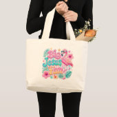 Jesus-fan met flamingo-tas grote tote bag (Voorkant (product))