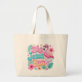Jesus-fan met flamingo-tas grote tote bag