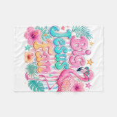 Jesus-fan met flamingodeken  fleece deken (Voorkant (Horizontaal))