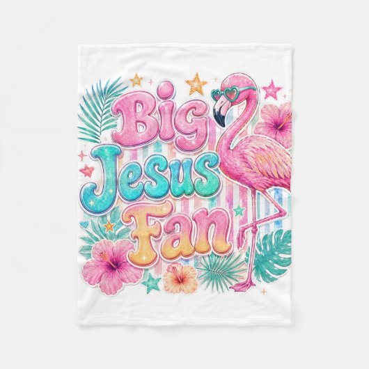 Jesus-fan met flamingodeken  fleece deken (Voorkant)