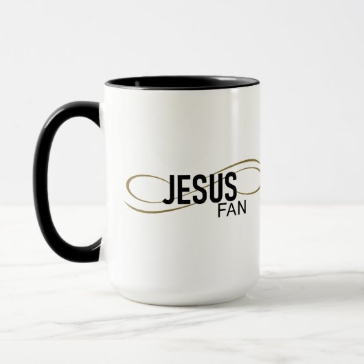 Jesus Fan met Swirl Coffee Mok (Links)