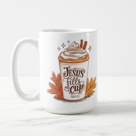 Jesus Fills My Cup Psalm 23:5 Coffee Koffiemok (Links)