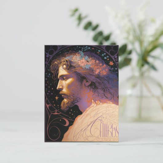 Jesus Fine Art van Mucha AI Generated Briefkaart (Staand voorkant)