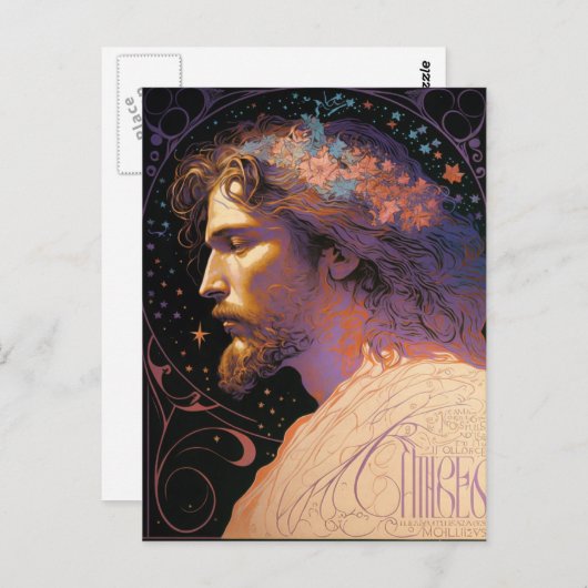 Jesus  Fine Art van Mucha AI Generated Briefkaart (Voorkant / Achterkant)