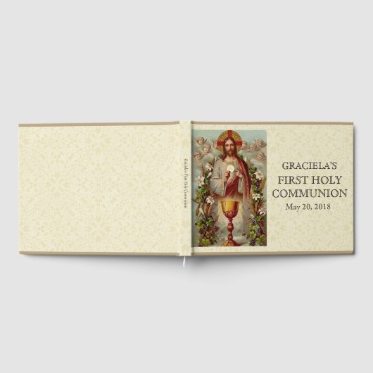 Jesus First Heilige Communion Angels Lace Gastenboek (Volledig)