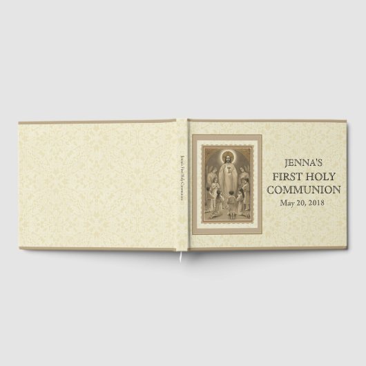 Jesus First Heilige Communion Angels Lace Gastenboek (Volledig)