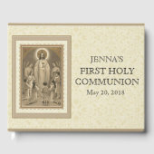 Jesus First Heilige Communion Angels Lace Gastenboek (Voorkant)