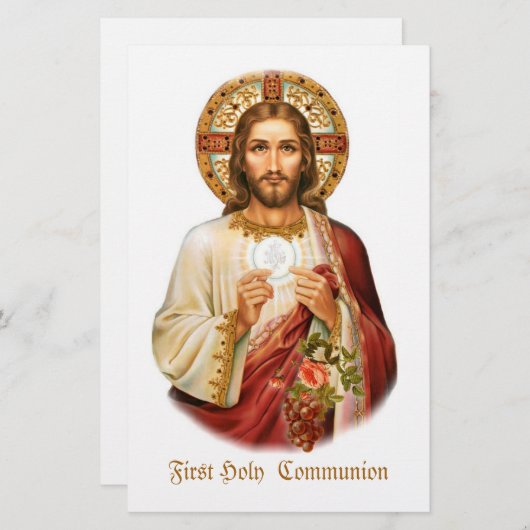 Jesus First Holy  Communion Briefpapier (Voorkant / Achterkant)
