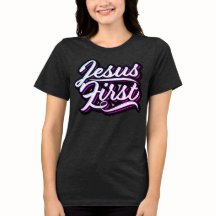 Jesus First roze en paars T-shirt