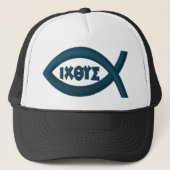 Jesus Fish Christelijk Symbool Trucker Pet (Voorkant)