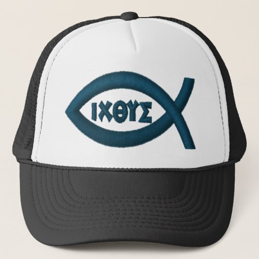 Jesus Fish Christelijk Symbool Trucker Pet (Voorkant)