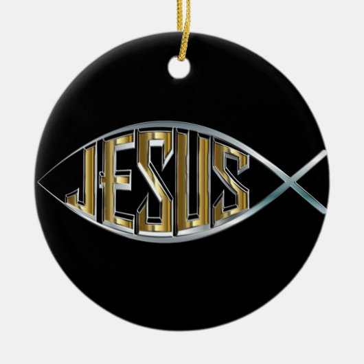 Jesus Fish Cutout Keramisch Ornament (Voorkant)