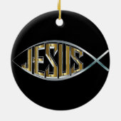 Jesus Fish Cutout Keramisch Ornament (Achterkant)