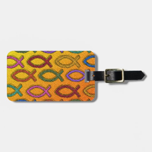 JESUS FISH DESIGN BAGAGELABEL (Voorkant horizontaal)