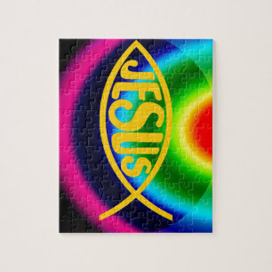 JESUS FISH ICHTHYS CHRIST RAINBOW LEGPUZZEL