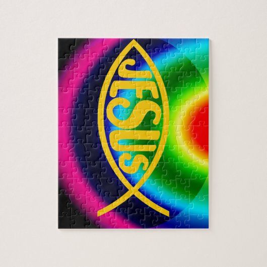 JESUS FISH ICHTHYS CHRIST RAINBOW LEGPUZZEL (Verticaal)