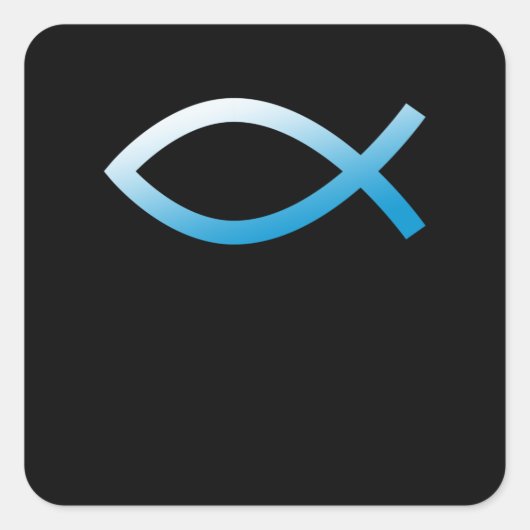 Jesus Fish Ichtys Christelijk symbool blauw Vierkante Sticker (Voorkant)