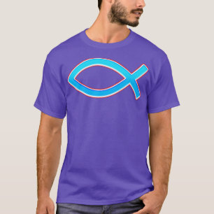 Jesus Fish Ichtys Christian Red Rand T-shirt