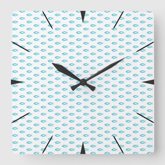 Jesus Fish Pattern Vierkante Klok (Voorkant)