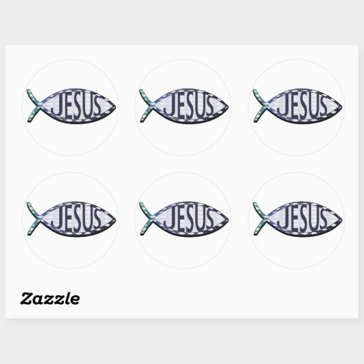 Jesus Fish Ronde Sticker (Vel)