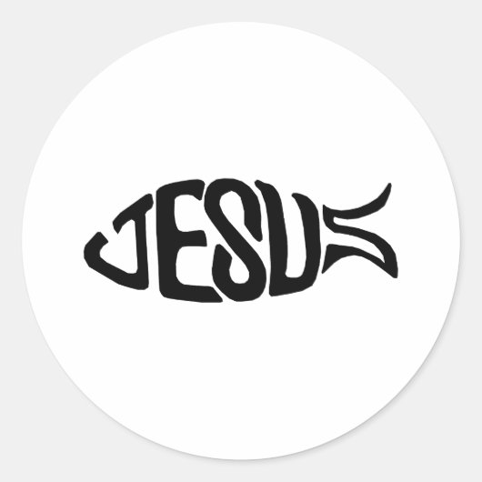 Jesus Fish Ronde Sticker (Voorkant)