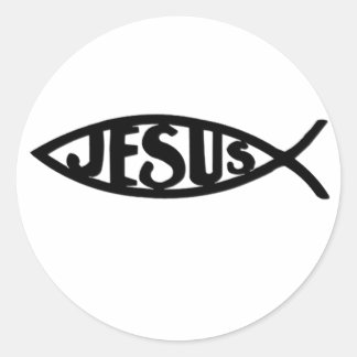 Jesus Fish (Sticker zwart) Ronde Sticker