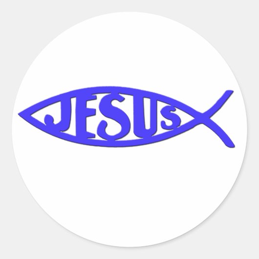 Jesus Fish (Stickers blauw) Ronde Sticker (Voorkant)