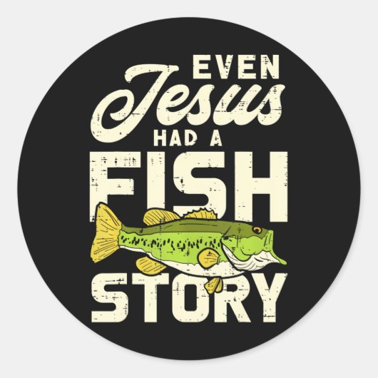 Jesus Fish Story Fisherman God Christus Vist Ronde Sticker (Voorkant)