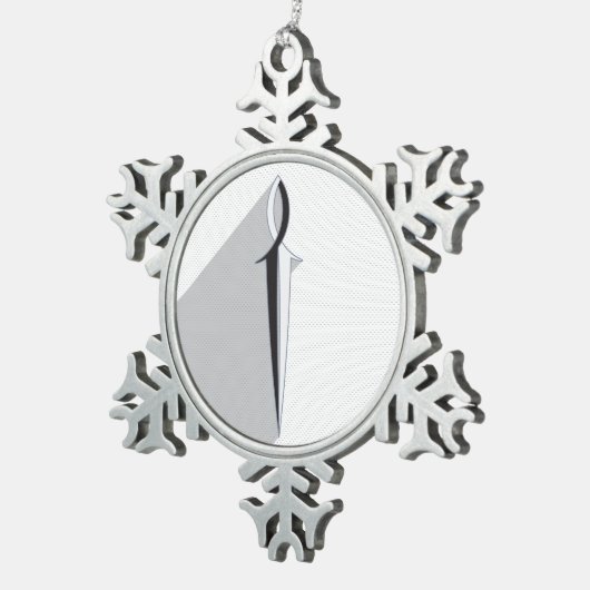 Jesus Fish Sword en Shadow Tin Sneeuwvlok Ornament (Rechts)