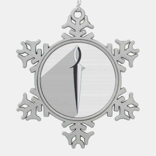 Jesus Fish Sword en Shadow Tin Sneeuwvlok Ornament (Voorkant)